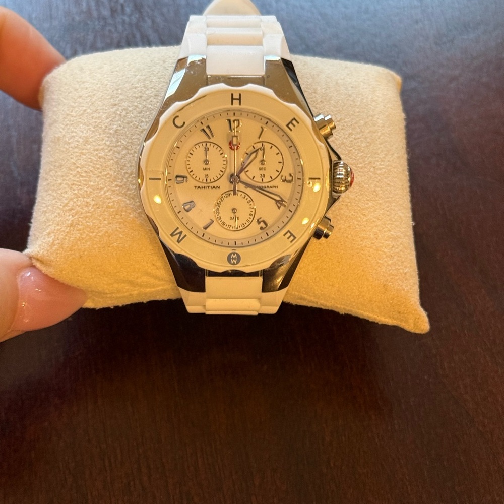 Michele Tahitian Jellybean Watch with Silver Accents